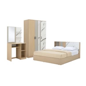 MAGNOLIA- ชุดห้องนอน 5 ฟุต สีเนเชอรัล/ลายหินอ่อนขาว