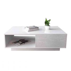 NOLAN/1 - โต๊ะกลาง Hi-gloss สีขาว พร้อมไฟ LED ในตัว