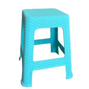 WICKER - เก้าอี้พลาสติคเหลี่ยมหัวโล้น ลายหวาย สีฟ้า