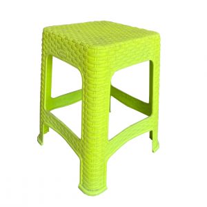 WICKER - เก้าอี้พลาสติคเหลี่ยมหัวโล้น ลายหวาย สีเขียว