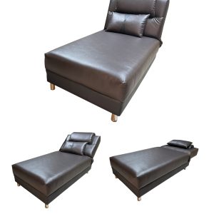 HANA - โซฟาปรับพนักพิงศีรษะ หุ้มหนังสีน้ำตาลเข้ม