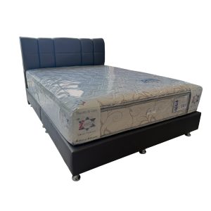 AVA - เตียงดีไซน์หัวเบาะ 5 ฟุต หุ้มหนังแพรไหม สีน้ำตาลเข้ม